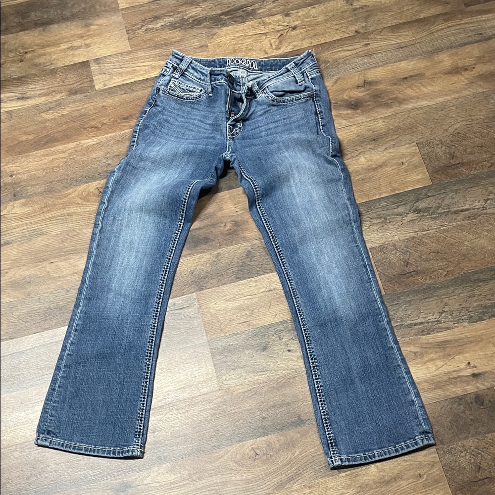 Women’s Straight-Leg Jeans in Faded Blue - Rock & Roll 25x30